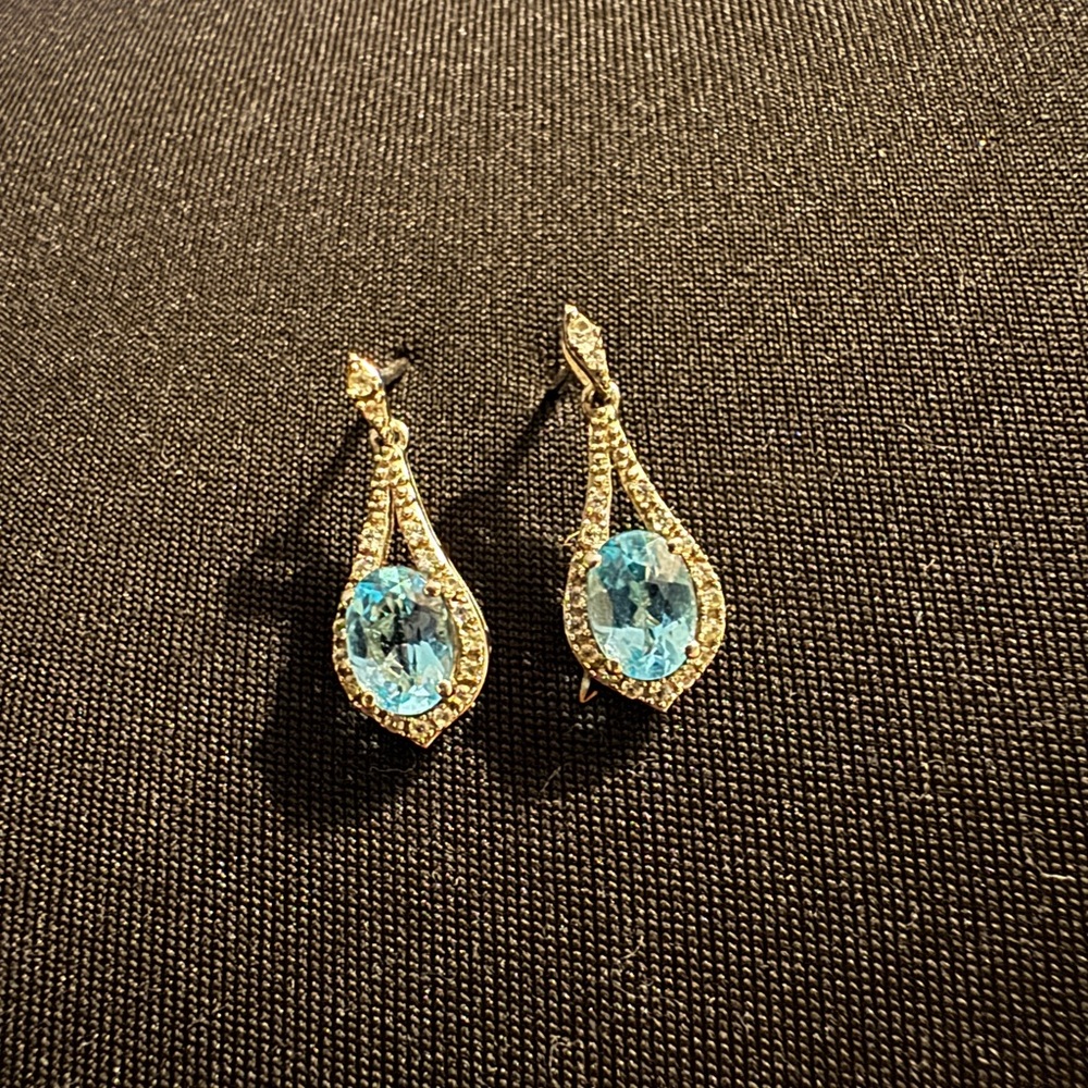 Aquamarine and Diamond Drop Earrings